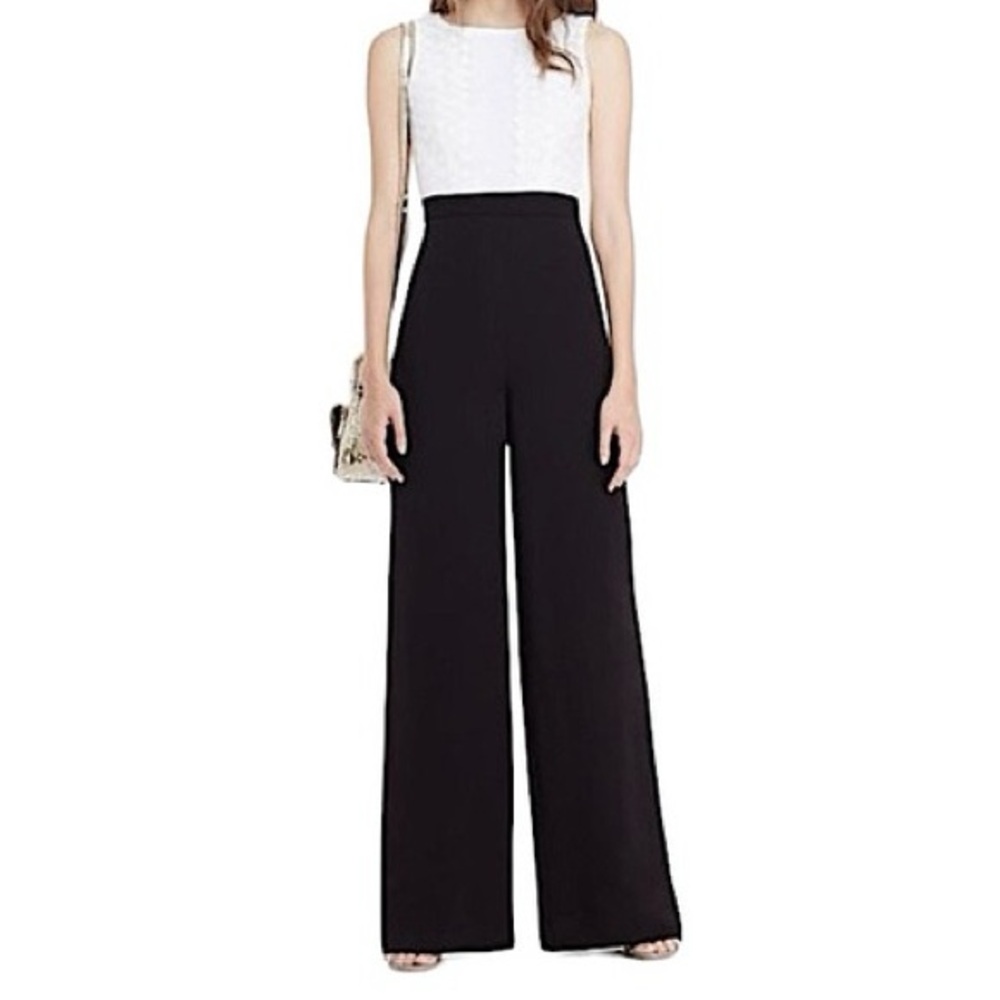 ♠️ Diane Von Furstenberg Tavita Mesh Lace Black Silk Tuxedo Jumpsuit, Size 0